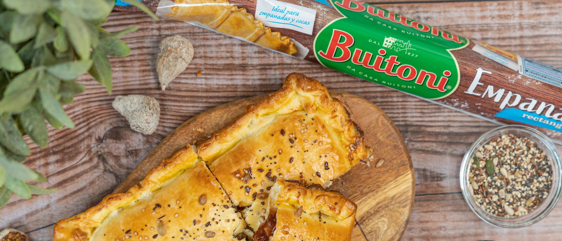 Empanada de solomillo de cerdo con higos y queso cremoso con masa de